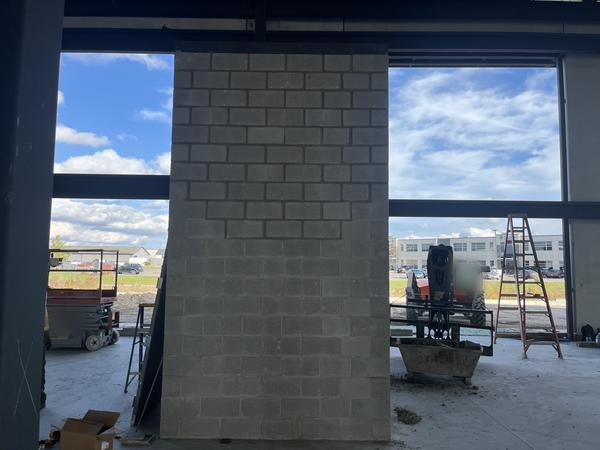 Block pier between window openings, commercial