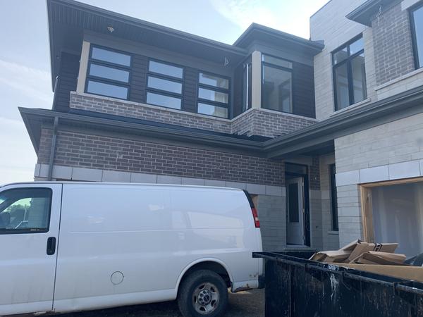 Brick and stone veneer, modern home