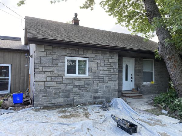 Stone veneer, residential bungalow